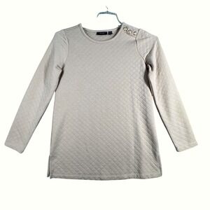 Susan Graver Tunic Top‎ Button Accent Quilted Long Sleeve Comfort Casual XXS